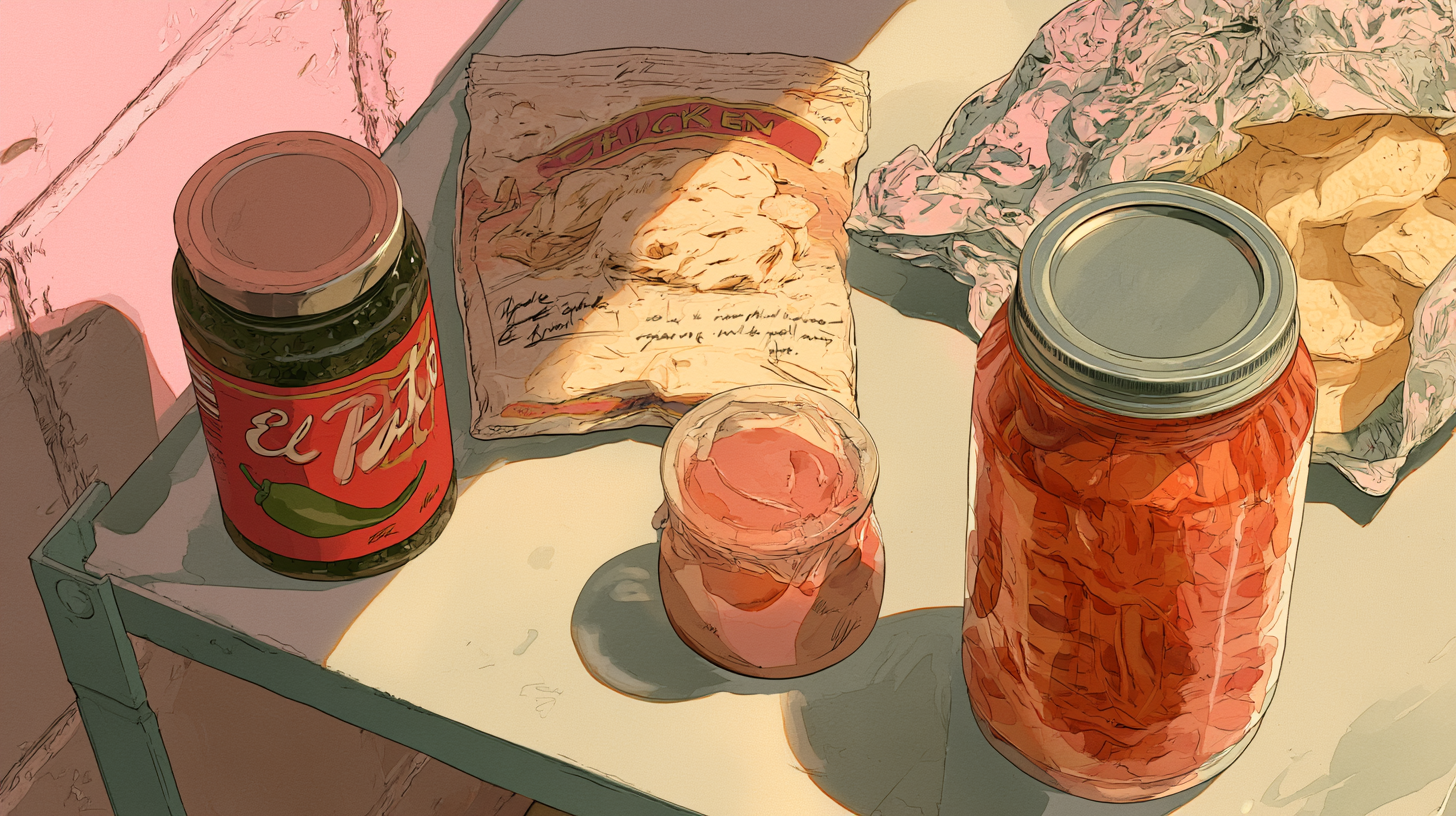 Commissary ingredients arranged like a botanical still life