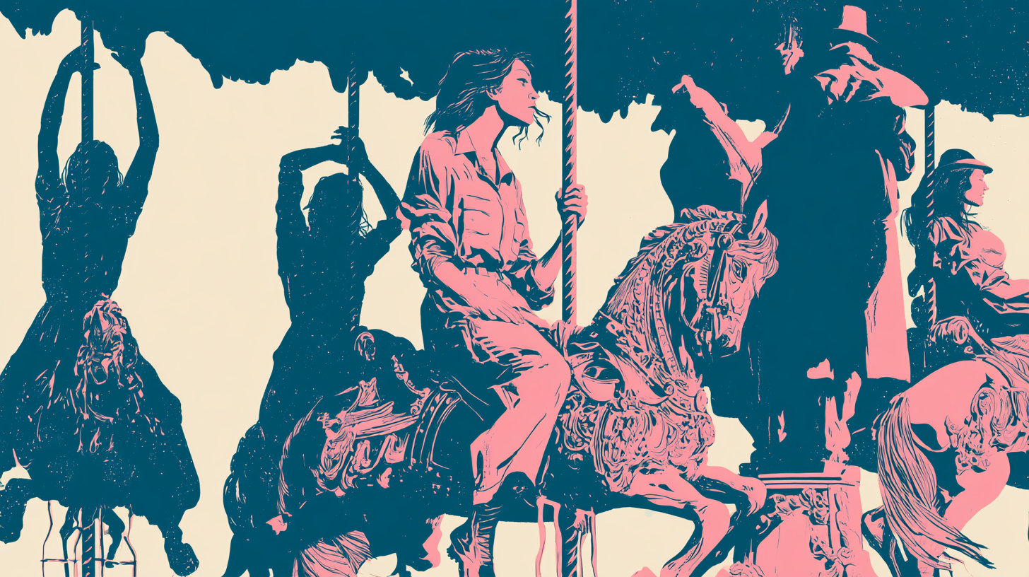 Women yelling through the gate toward men in windows above, voices crossing the invisible divide