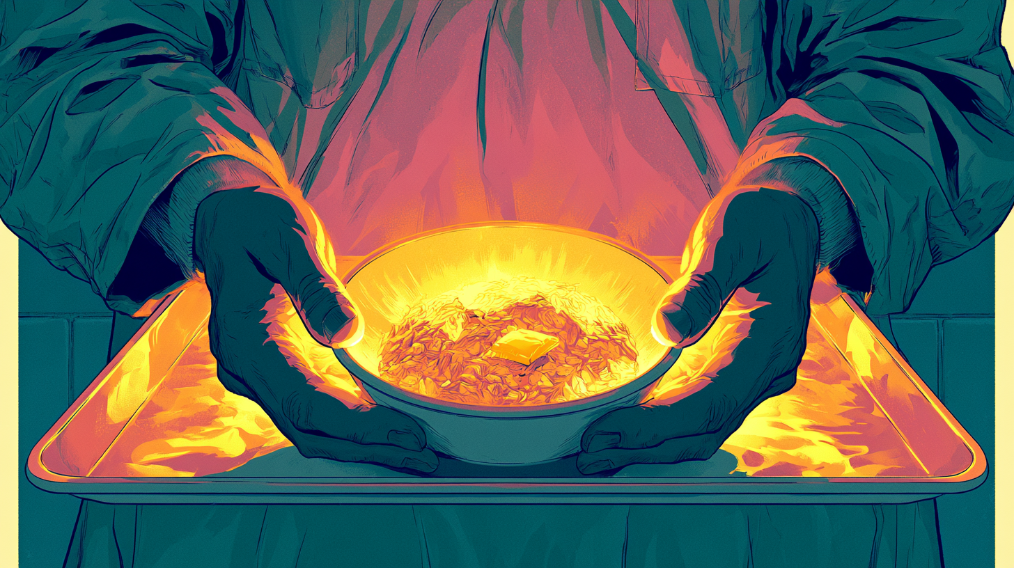 Woman pouring light from her hands, warmth spreading outward from her center